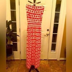 Jude CONNALLY STRAPLESS PINK & WHITE MAXI DRESS SIZE MEASUREMENTS PROVIDED